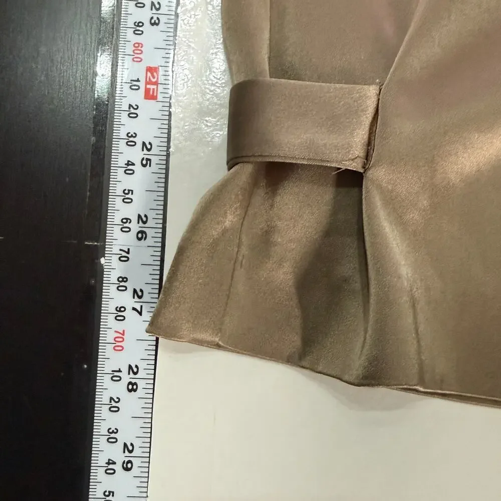 Aritzia Babaton Refined Satin Cargo Pant 4 Tan Bronze Shimmer Adjustable Ankle